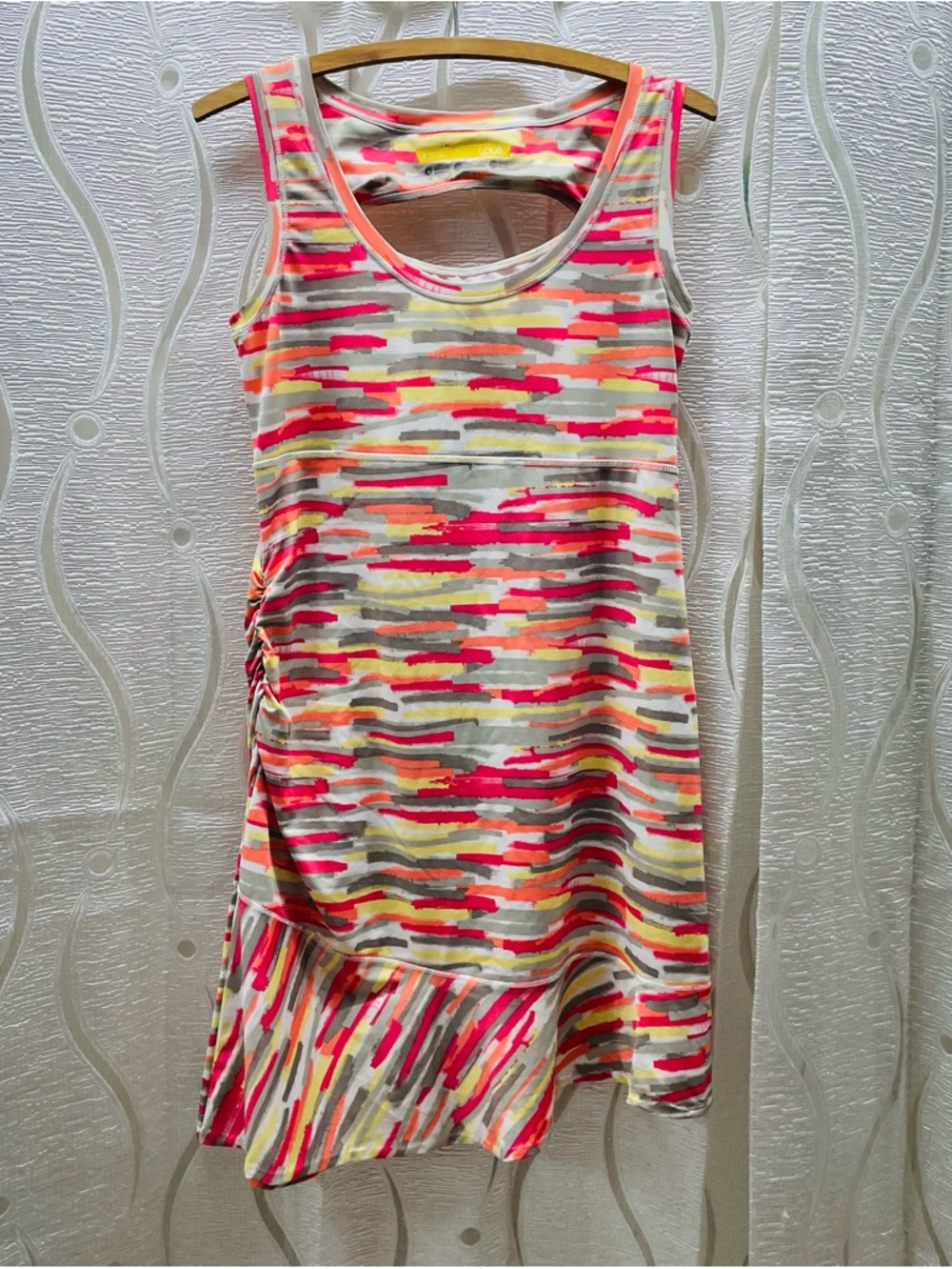Lole Athletic Dress Womens 3 Medium Multicolor Excellent Ruched Ruffle‎ UPF 50+